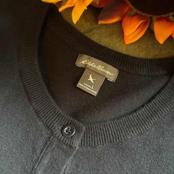Eddie Bauer Christine Elbow Cardi in Black (size L) - Picture 10 of 11